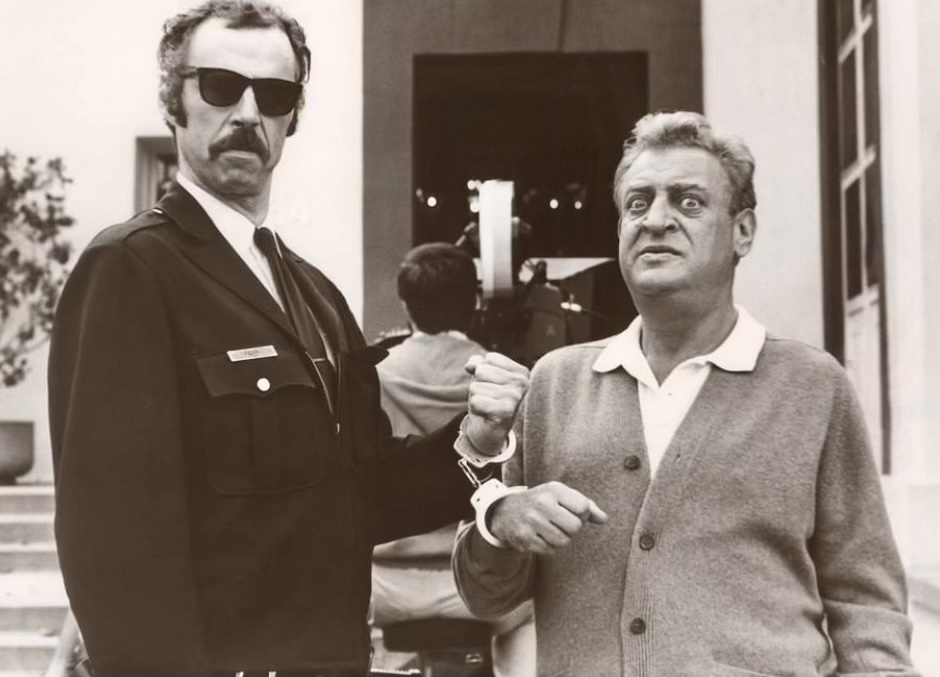 with Rodney Dangerfield on the set of Back To School
